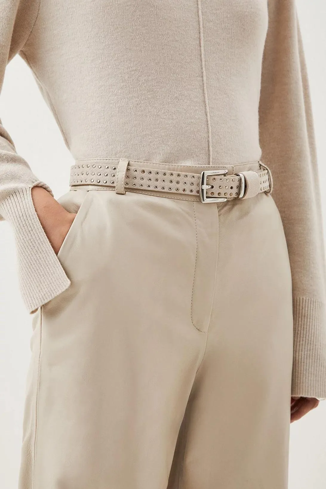 Suede Studded Waist Belt