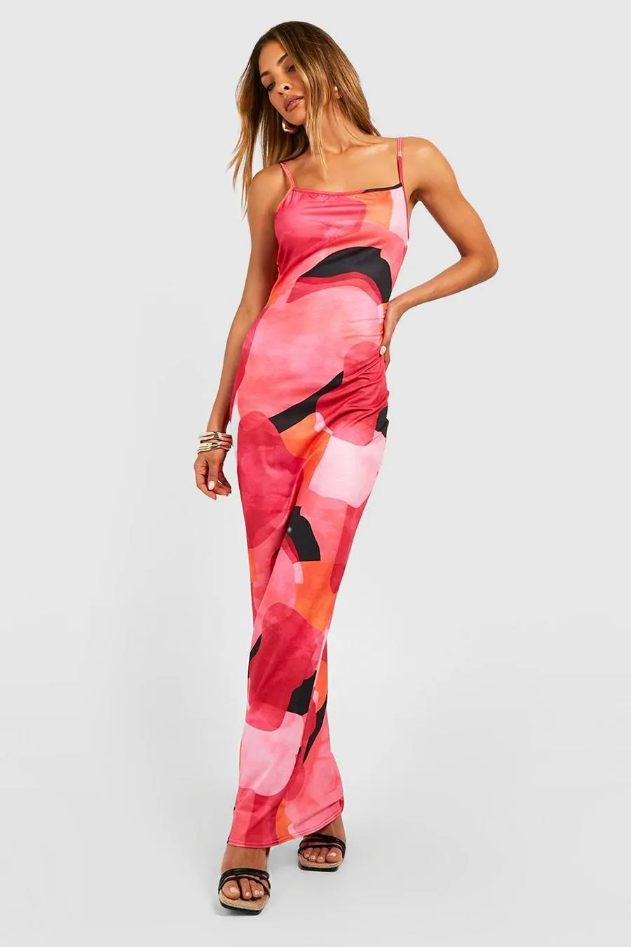 Abstract Strappy Maxi Dress