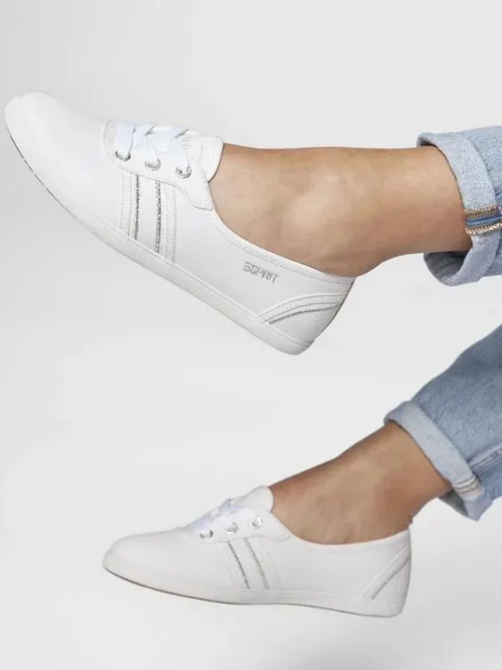 Ladies Esprit White Lace Up Shoes