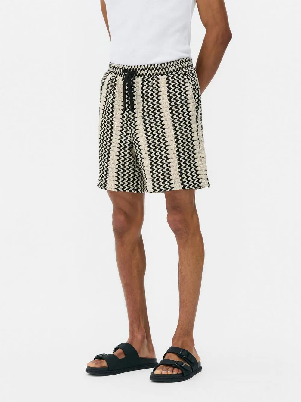 Zigzag Striped Crochet Shorts