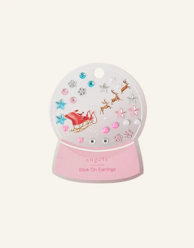 Girls Christmas Stick-On Earrings