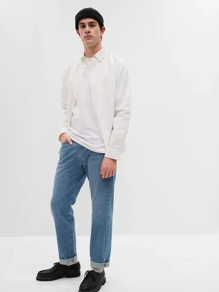 Mid Wash Blue Straight Jeans