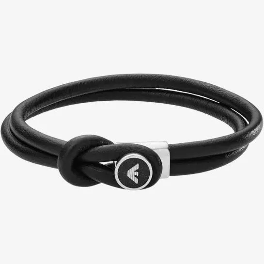Emporio Armani Heritage Black Leather Bracelet EGS2212040