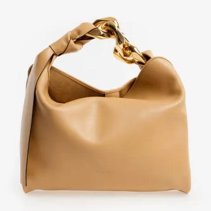 Beige Chunky Chain Strap Shoulder Bag