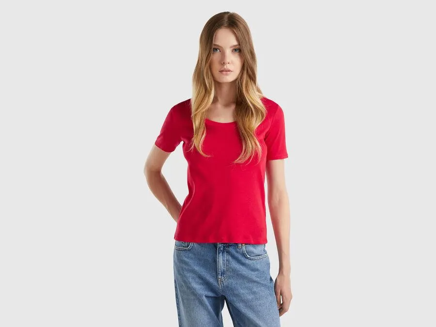 Short sleeve t-shirt in long fiber cotton