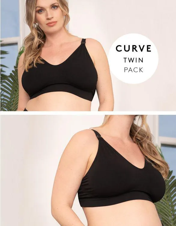 Curve Black Bamboo Nursing Bras - Twin Pack