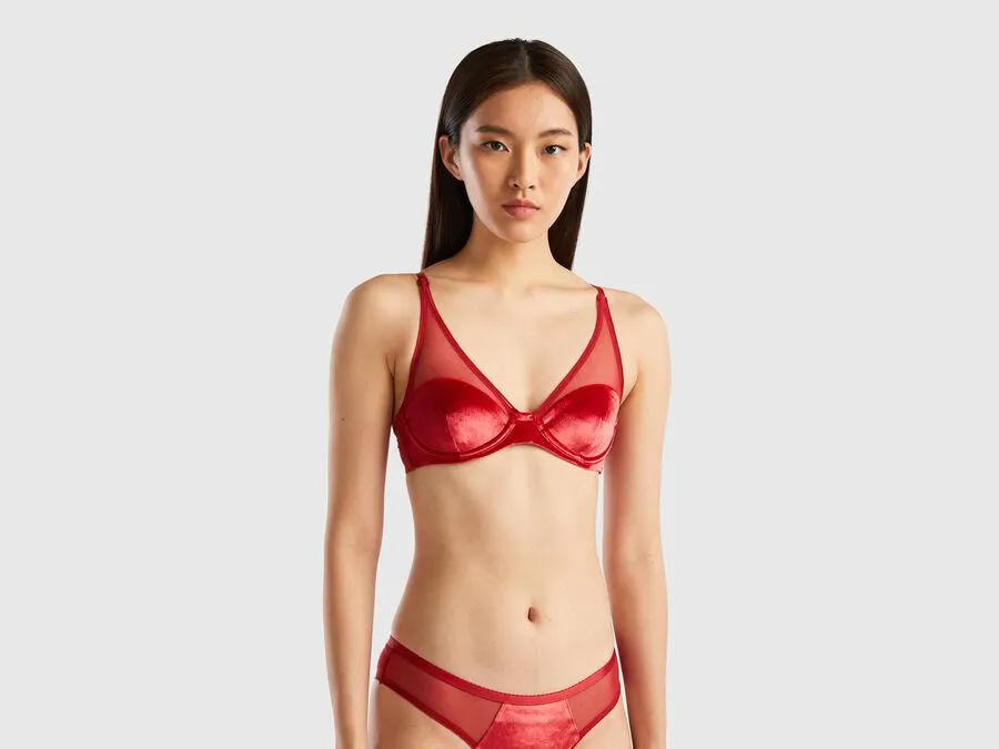 Semi-padded velour bra