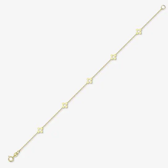 9ct Yellow Gold Open Flower Chain Bracelet CN115-07