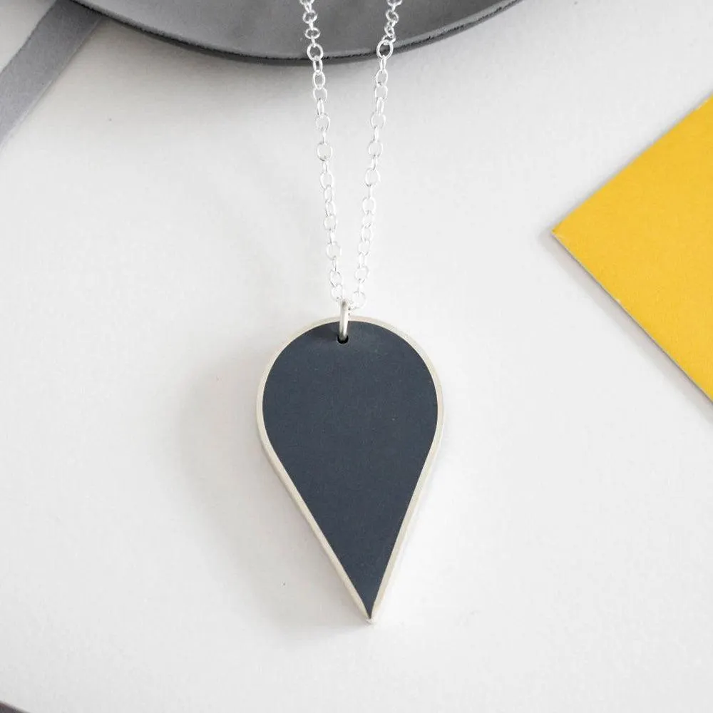 Grey Teardrop Pendant - Large