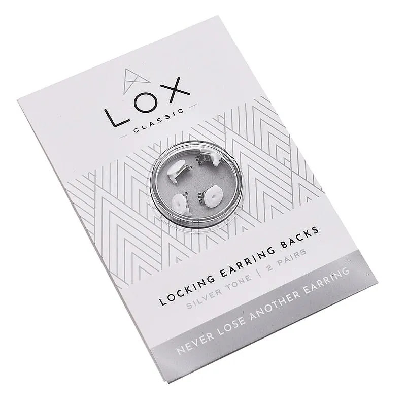 Connoisseurs LOX Secure Earring Backs - Set of Two Pcs Push Set in Silver Tone
