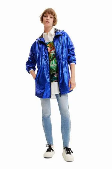 Metallic hooded parka