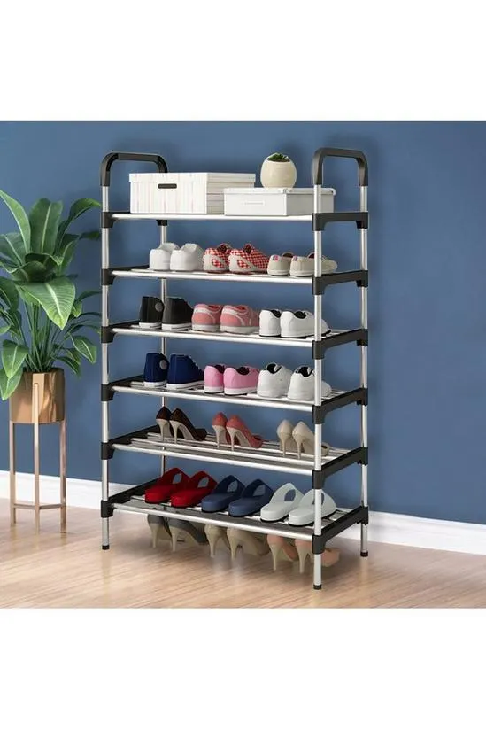 6 Tiers Shoe Rack Organizer Stainless Steel Stackable Space Saving Shoe Shelf