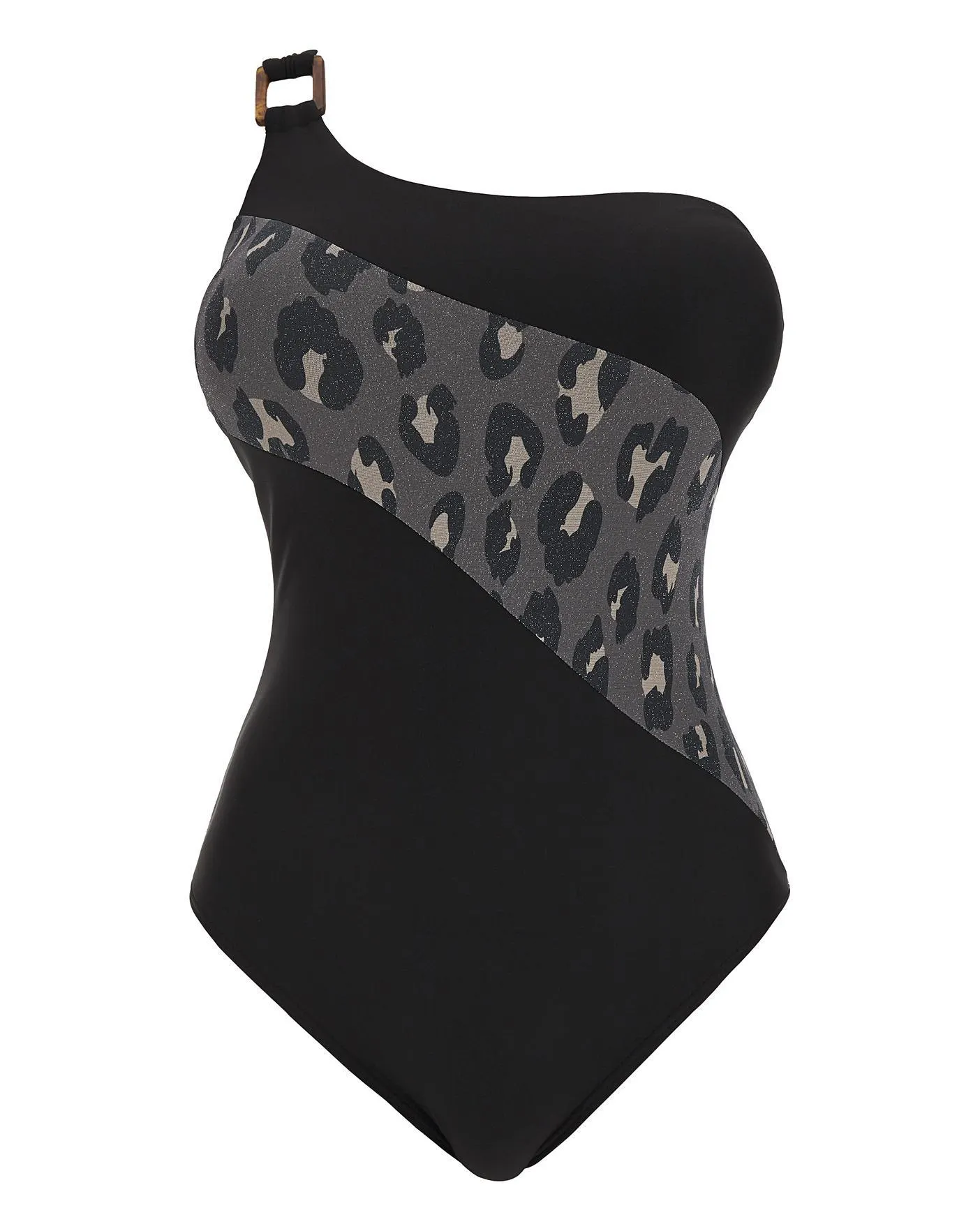 Mesh Panelled One Shoulder Swimsuit