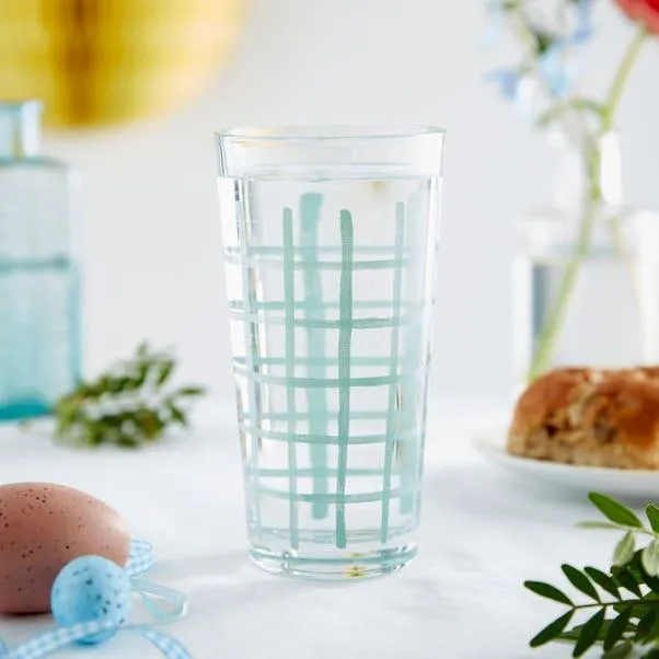 Checked Decal Highball Glass