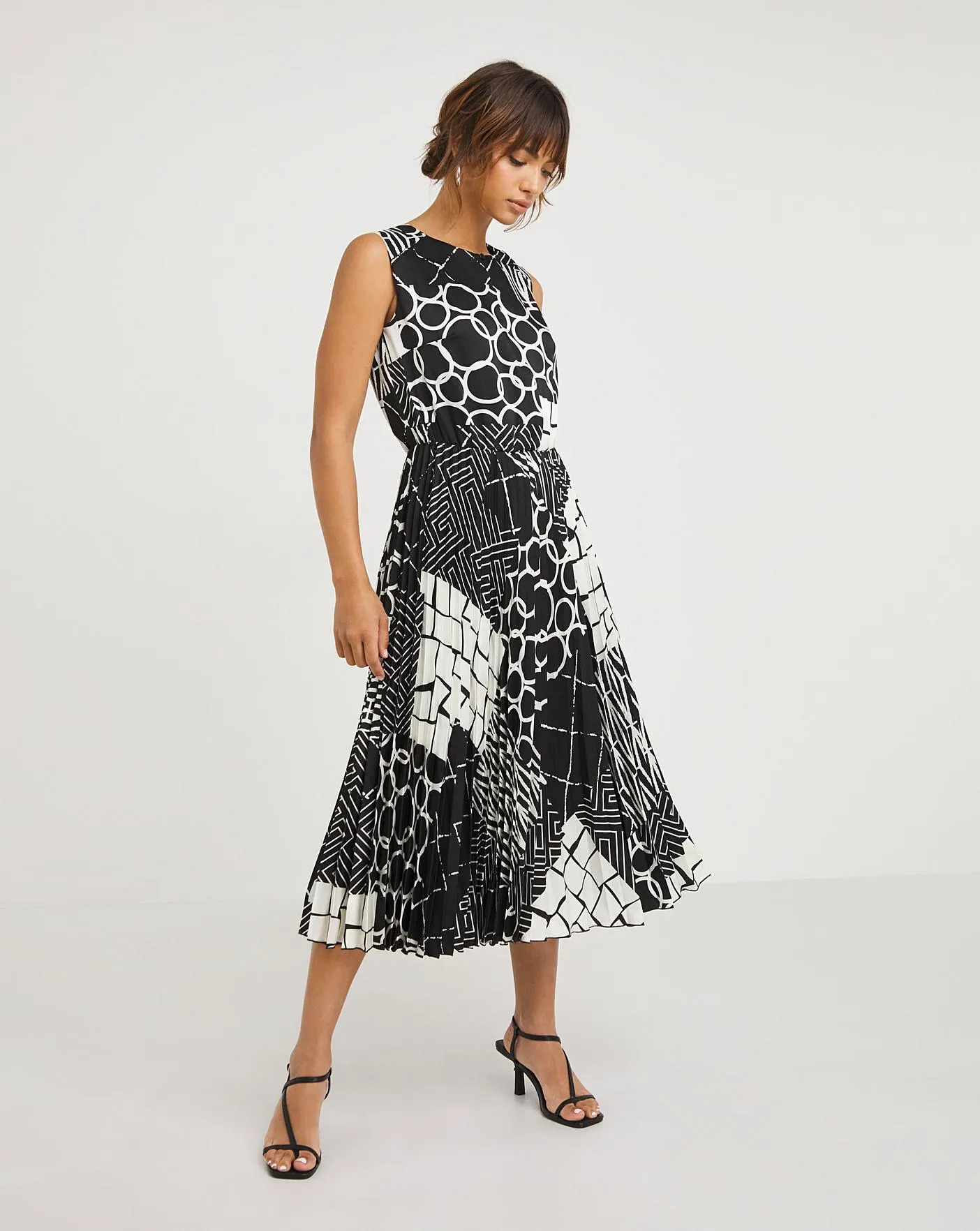 Joanna Hope Pleat Print Midi Dress