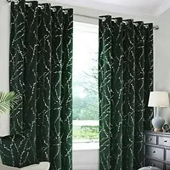 Home Curtains Emily Velvet Pair of Blackout Thermal Eyelet Curtains