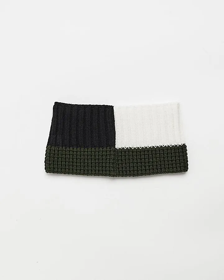 Mini boys black colour block snood
