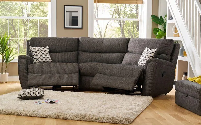 Milwaukee Fabric 4 Seater Curved Manual Recliner Sofa