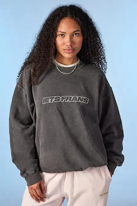 iets frans... Washed Black Embroidered Sweatshirt