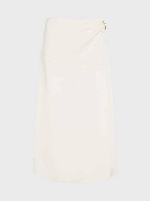 Shiny Satin Midi Wrap Skirt
