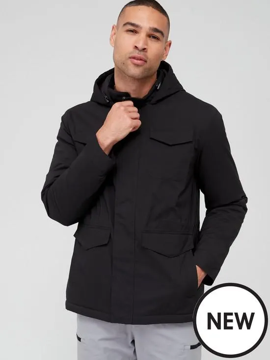 Smart 4 Pocket Hooded Jacket - Black