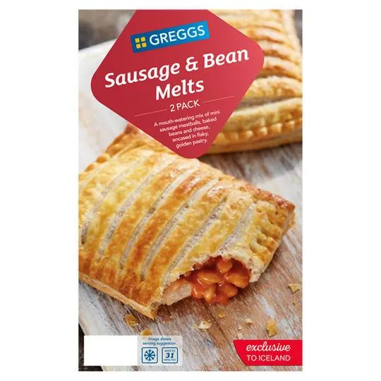 Greggs 2 Sausage & Bean Melts 308g