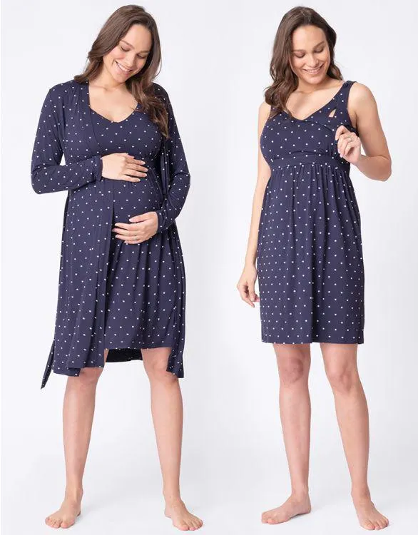 Navy Blue Maternity & Nursing Nightwear Set