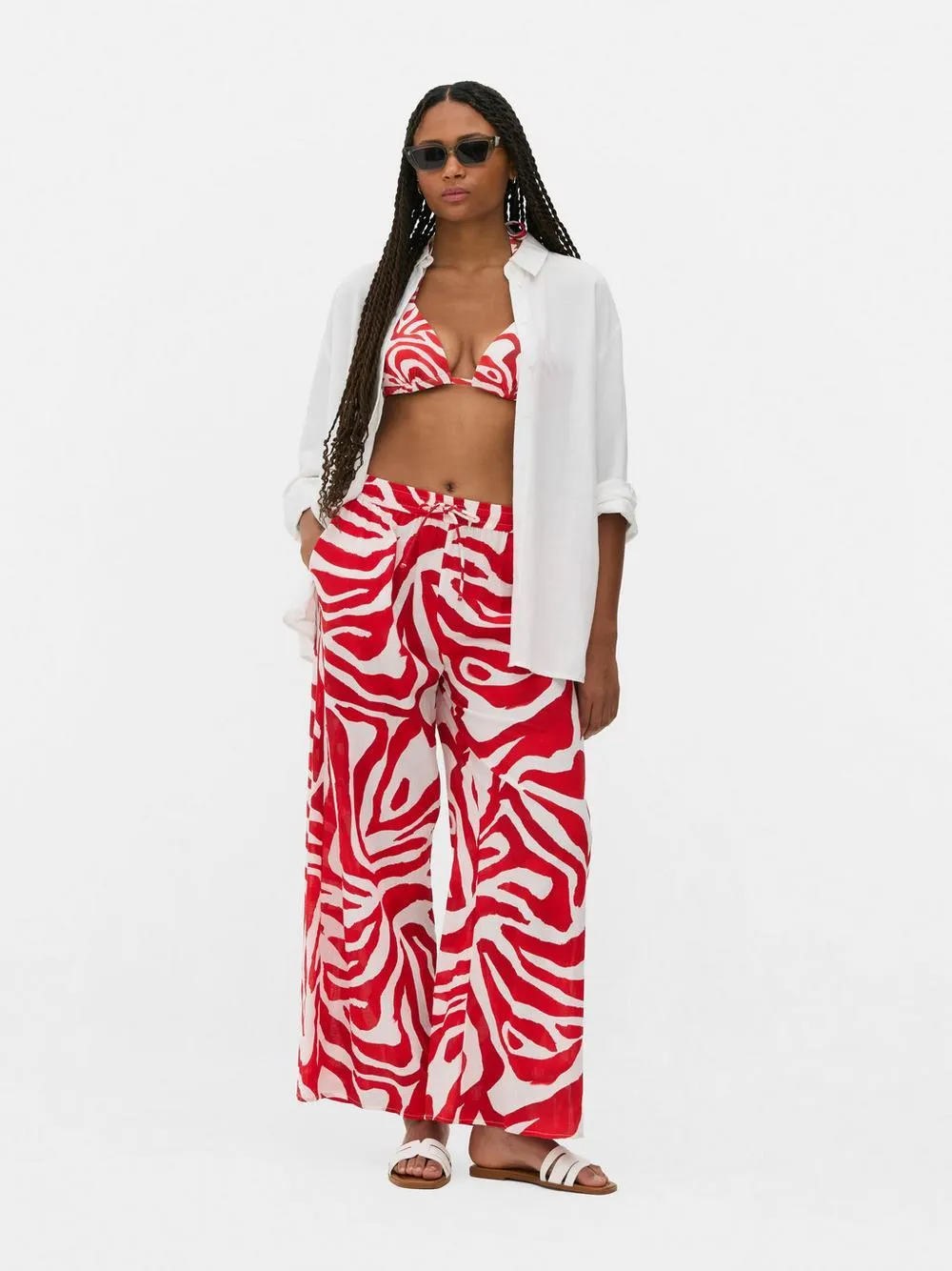 Wide Leg Drawstring Beach Trousers