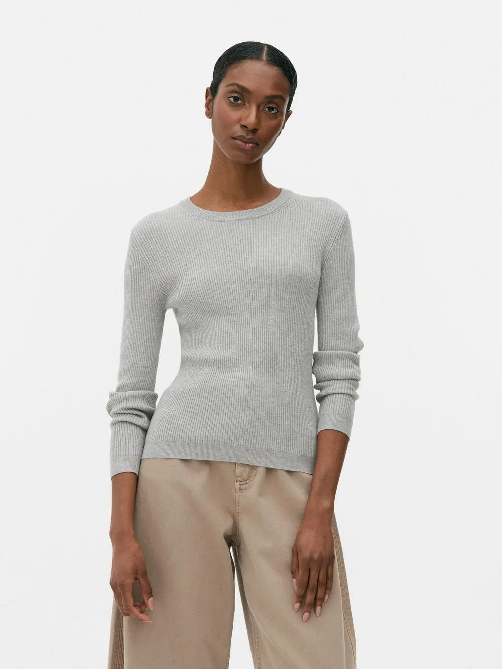 Ribbed Crew Neck Jumper