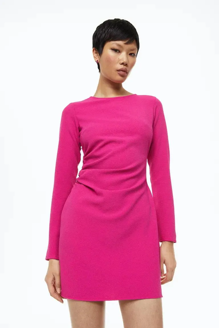 Gathered crêpe dress