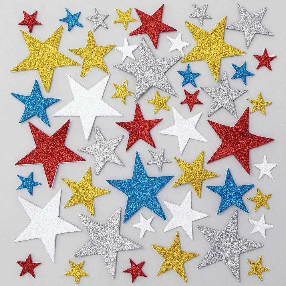 King's Coronation Glitter Star Foam Stickers