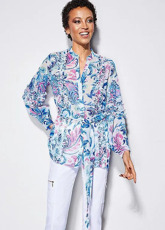 STAR by Julien Macdonald Ivory Paisley Frill Sleeve Blouse