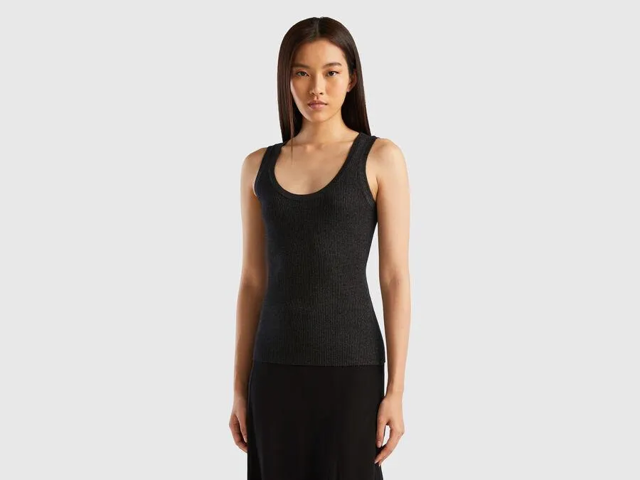 Ribbed tank top with lurex