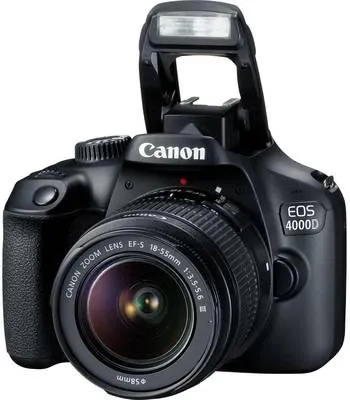 Canon EOS 4000D Kit 18-55mm III DSLR camera EF-S 18-55 mm IS II 18 MP Black Optical viewfinder, Built-in flash, Wi-Fi, F