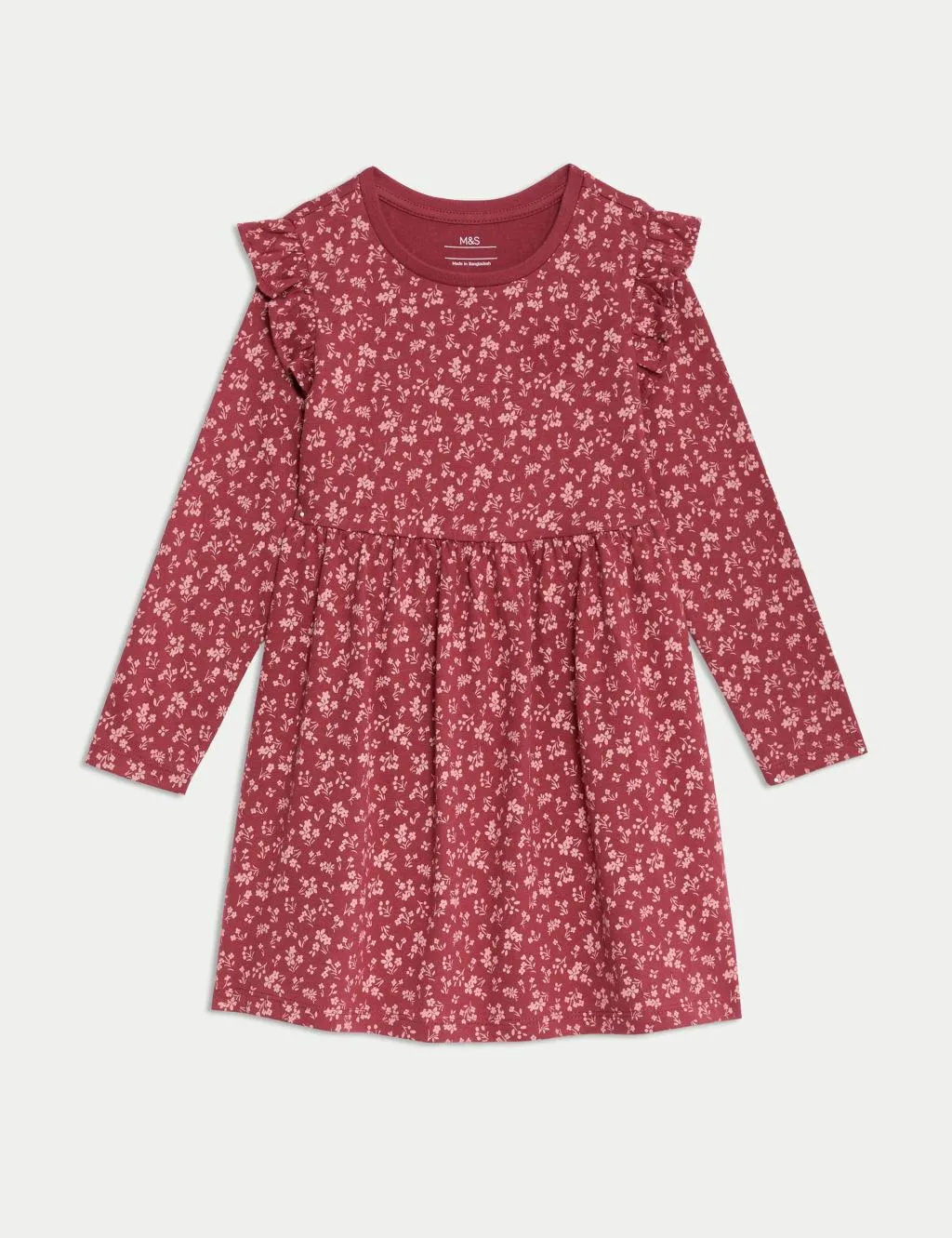 Pure Cotton Floral Frill Sleeve Dress (2-8 Yrs)