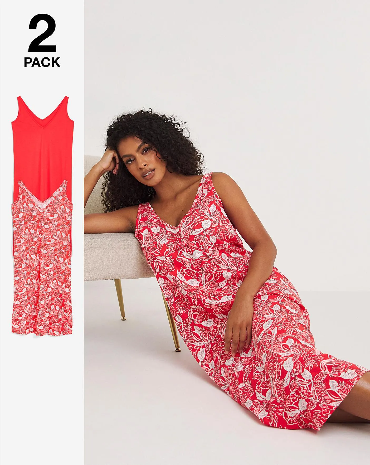 Pretty Secrets Value 2 Pack Nighties Length 50 Inches