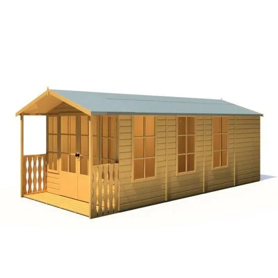 Shire Delmora 8 ft x 18 ft Summerhouse With Veranda