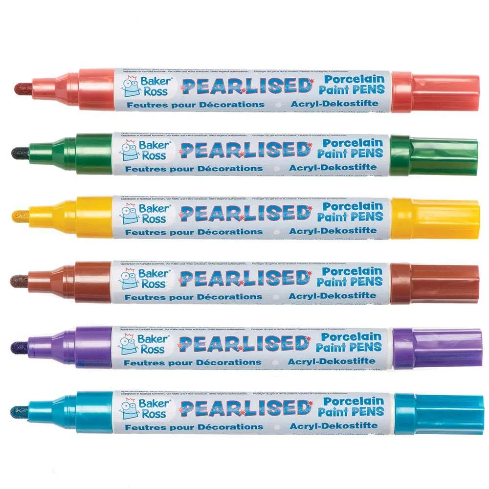 Pearlised Porcelain Paint Pens Colour Pack B