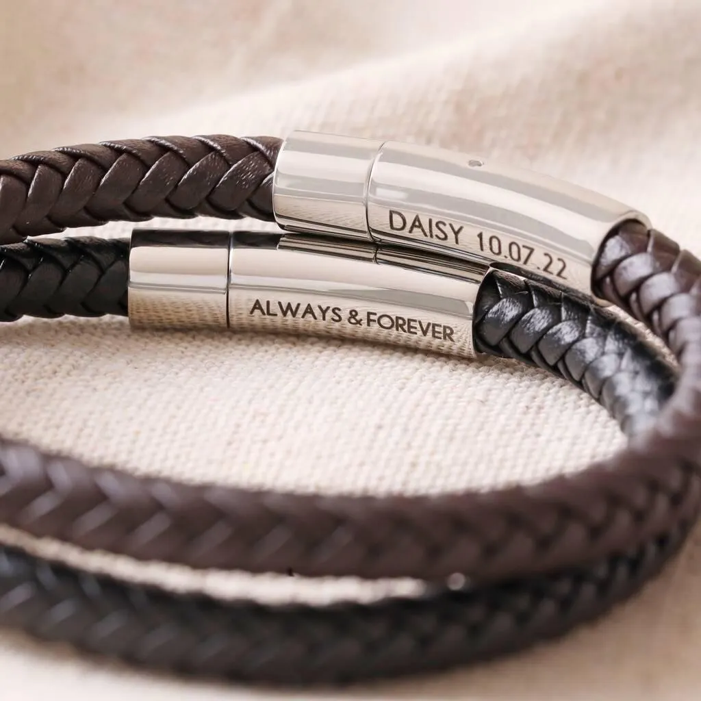 Men's Personalised Bold Leather Bracelet
