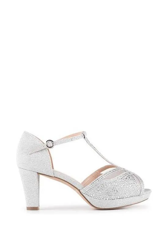 Glitter 'Nora' Wide Fit Platform T-bar Sandals
