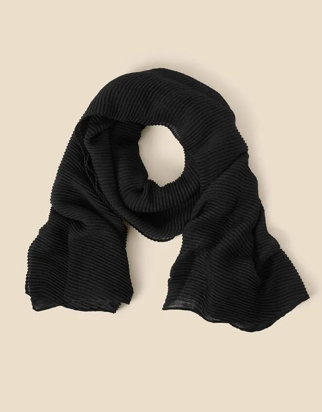 Lightweight Pleat Scarf Black
