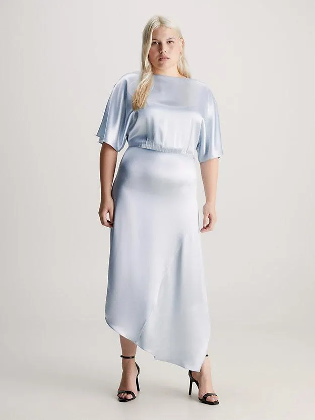 Satin Split Sleeve Midi Dress