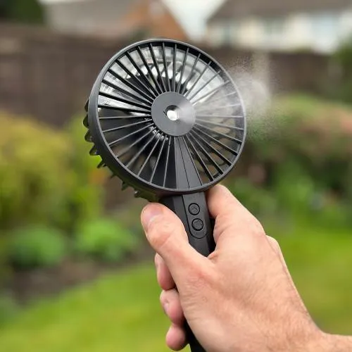 BeCool Rechargeable Handheld Mist Fan – Black