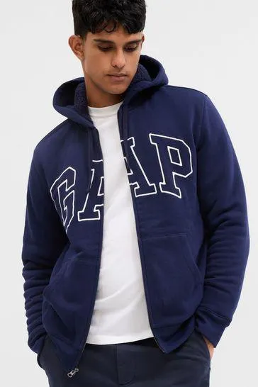 Logo Sherpa-Lined Zip Up Hoodie