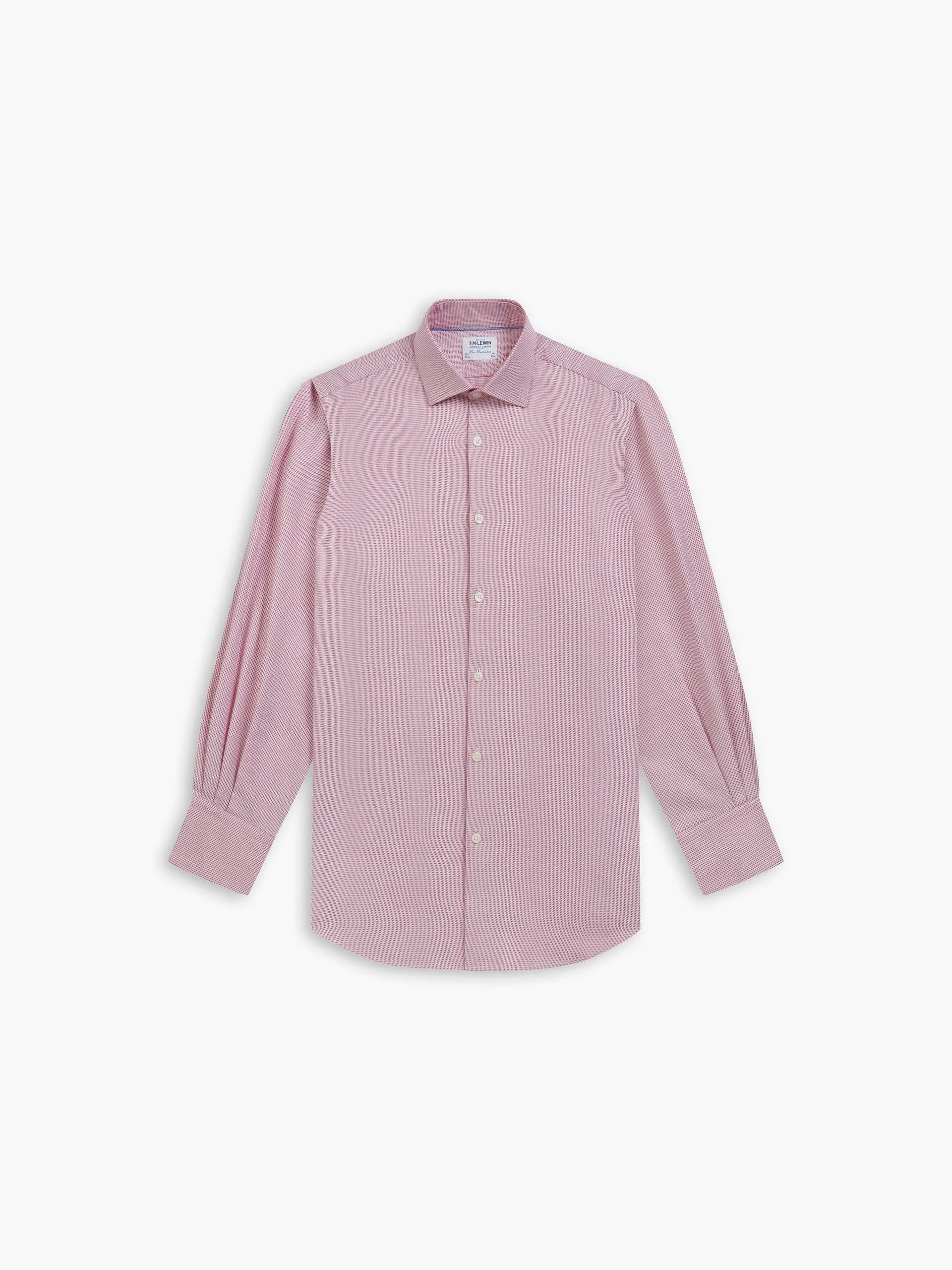 Red Micro Rhombus Stretch Twill Slim Fit Single Cuff Classic Collar Shirt