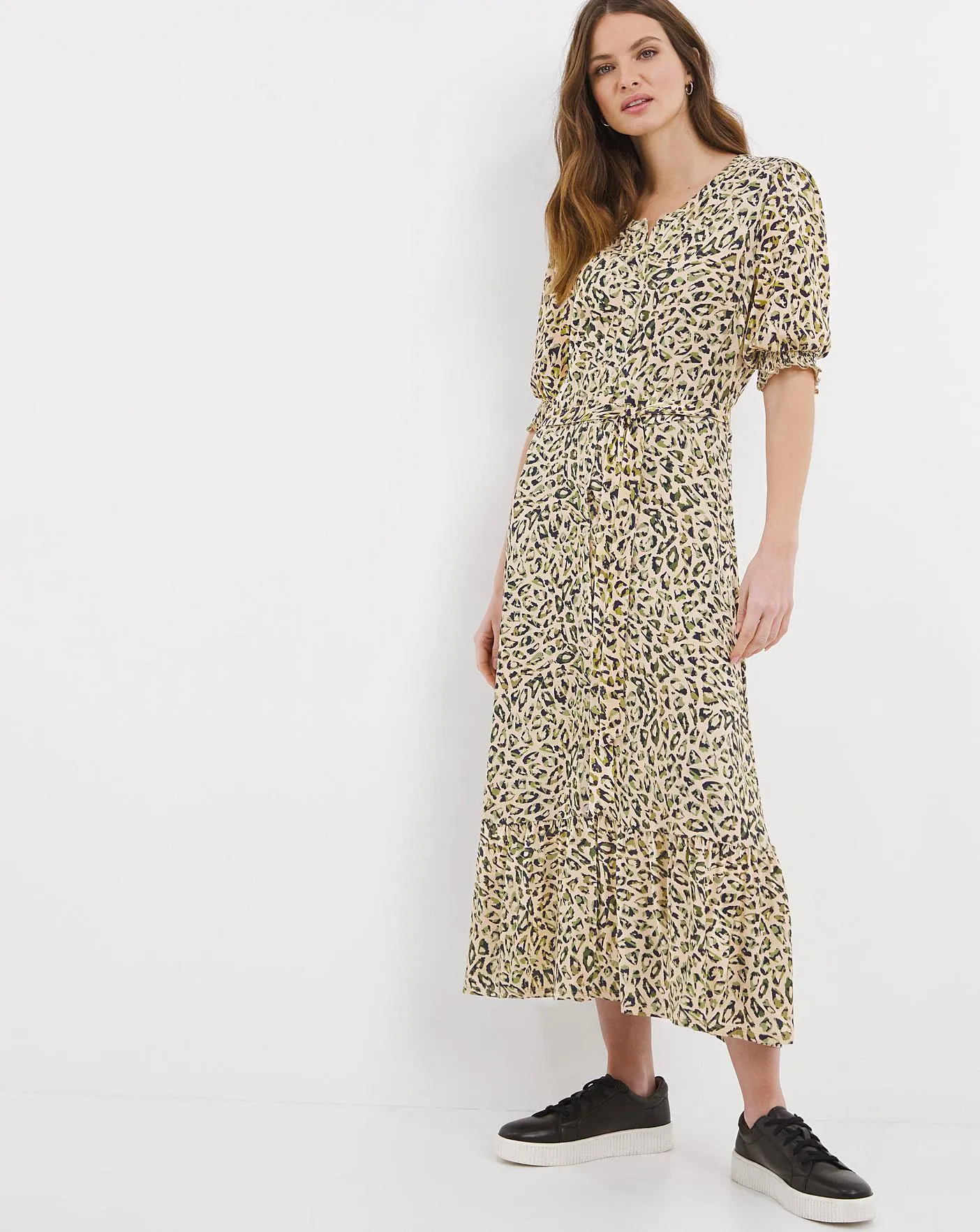 Julipa Button Front Dress with Shirring