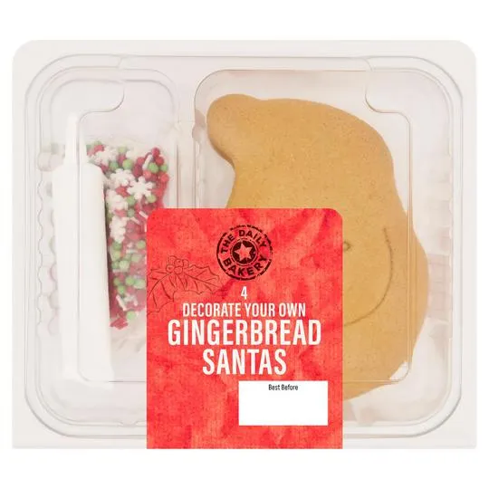 The Daily Bakery 4 Decorate Your Own Gingerbread Santas 179g