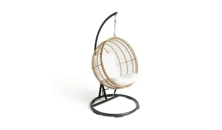 Habitat Dove Rattan Effect Hanging Egg Chair - Natural