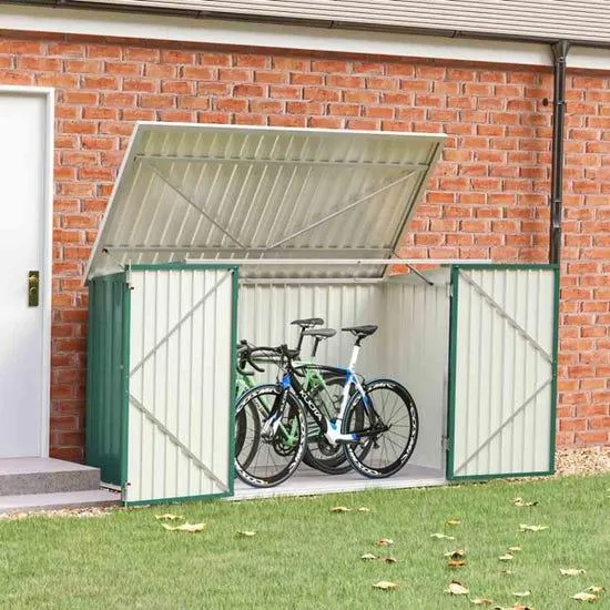 Living and Home Garden Heavy Duty Steel Bicycle Storage Shed, Green