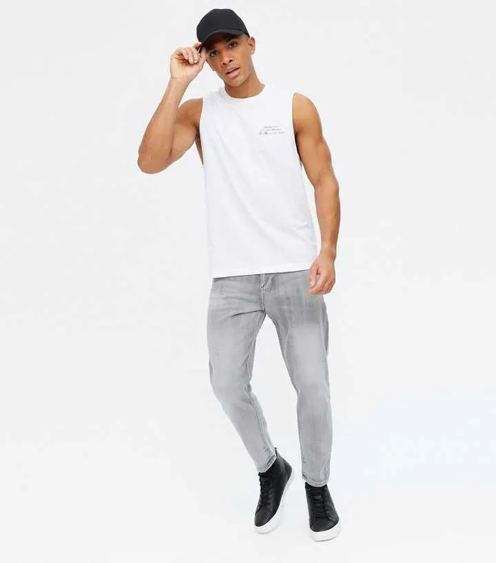 Grey Ripped Crop Slim Fit Jeans